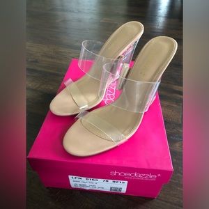 NIB Shoedazzle Women’s Size 10 Summer Clear Crystal Wedge Heels
